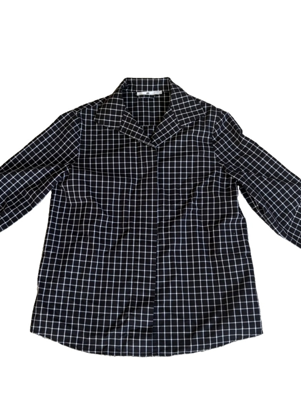 JARBO buttoned down shirt top black white size small (1)